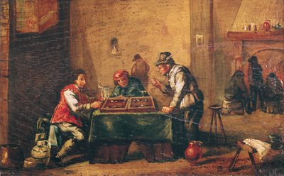 Uomini che giocano a backgammon in una taverna da David Teniers the Younger